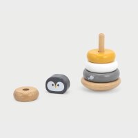 Penguin stacking tower - Wooden stacking game with 4 rings & animal head
