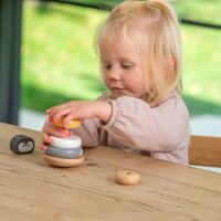 Penguin stacking tower - Wooden stacking game with 4 rings & animal head