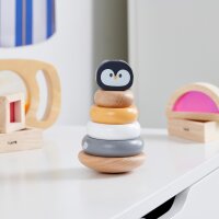 Penguin stacking tower - Wooden stacking game with 4 rings & animal head