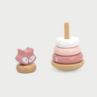 Fox stacking tower - Wooden stacking game with 4 rings & animal head