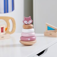Fox stacking tower - Wooden stacking game with 4 rings & animal head