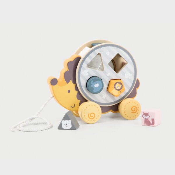 Hedgehog sorting wheel - Pull-along toy with rotating stacking game