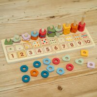 Set di conteggio e abbinamento &ndash; Gioco in legno per contare, ordinare e creare modelli con anelli e tessere numeriche