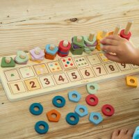 Set di conteggio e abbinamento &ndash; Gioco in legno per contare, ordinare e creare modelli con anelli e tessere numeriche
