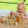 Lot de 50 blocs de construction en bois &ndash; Ensemble de construction imprim&eacute; en couleurs avec motifs forestiers, y compris un seau de rangement