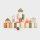 Lot de 50 blocs de construction en bois &ndash; Ensemble de construction imprim&eacute; en couleurs avec motifs forestiers, y compris un seau de rangement
