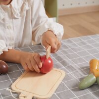 Set per tagliare le verdure - Giocattolo in legno con tagliere, coltello e verdure con chiusura in velcro (8 pezzi)