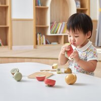 Fruit cutting set - wooden toy with cutting board, knife & fruits with Velcro fastener (8 pieces)