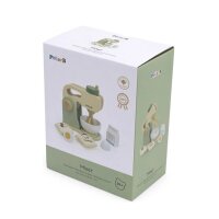 Kitchen mixer set - wooden toy with rotating whisk, bowl and ingredients (7 pieces)