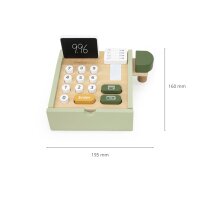 Store cash register - wooden toy with drawer, scanner, card reader, coins & banknotes (29 pieces)
