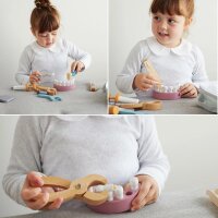 Set dentista - Giocattolo in legno con dentiera, specchio, trapano, spazzolino e accessori (22 pezzi)