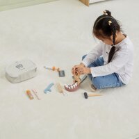 Set dentista - Giocattolo in legno con dentiera, specchio, trapano, spazzolino e accessori (22 pezzi)
