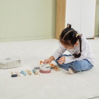 Set dentista - Giocattolo in legno con dentiera, specchio, trapano, spazzolino e accessori (22 pezzi)