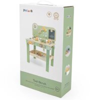 &Eacute;tabli &ndash; jouet en bois avec scies, cl&eacute;s, tournevis, etc. (64 pi&egrave;ces)