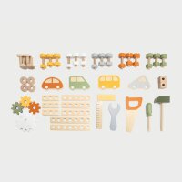 &Eacute;tabli &ndash; jouet en bois avec scies, cl&eacute;s, tournevis, etc. (64 pi&egrave;ces)