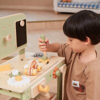 &Eacute;tabli &ndash; jouet en bois avec scies, cl&eacute;s, tournevis, etc. (64 pi&egrave;ces)