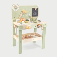 &Eacute;tabli &ndash; jouet en bois avec scies, cl&eacute;s, tournevis, etc. (64 pi&egrave;ces)