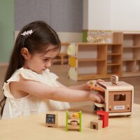 Coffee Mobile - Giocattolo in legno con barista, dolci, macchina per il caff&egrave;, piante e accessori (11 pezzi)
