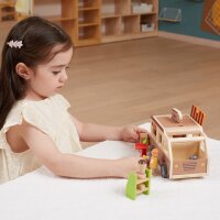 Coffee Mobile - Giocattolo in legno con barista, dolci, macchina per il caff&egrave;, piante e accessori (11 pezzi)