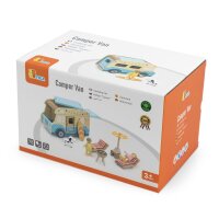 Camper - Giocattoli in legno con motivi da spiaggia, bambole, sedia da spiaggia, tavola da surf e accessori (11 pezzi)