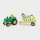 Farm tractor - wooden toy with tractor, trailer, farmers, animals & removable fences (11 pieces)