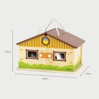 Set da gioco stabile - Giocattolo pieghevole in legno con cavalli, recinti, balle di fieno e accessori (14 pezzi)