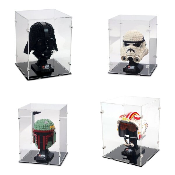 Acrylic display for various LEGO&reg; Helmet models (18 x 18 x 24 cm with black base)