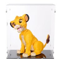 Pr&eacute;sentoir en acrylique pour LEGO&reg; 43247 Simba, le jeune roi lion (avec base noire)