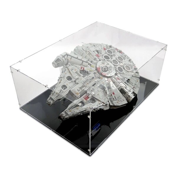 Pr&eacute;sentoir horizontal en acrylique avec support pour LEGO&reg; 75192 Star Wars UCS Millennium Falcon (avec base noire)