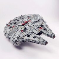 Pr&eacute;sentoir horizontal en acrylique avec support pour LEGO&reg; 75192 Star Wars UCS Millennium Falcon (avec base noire)