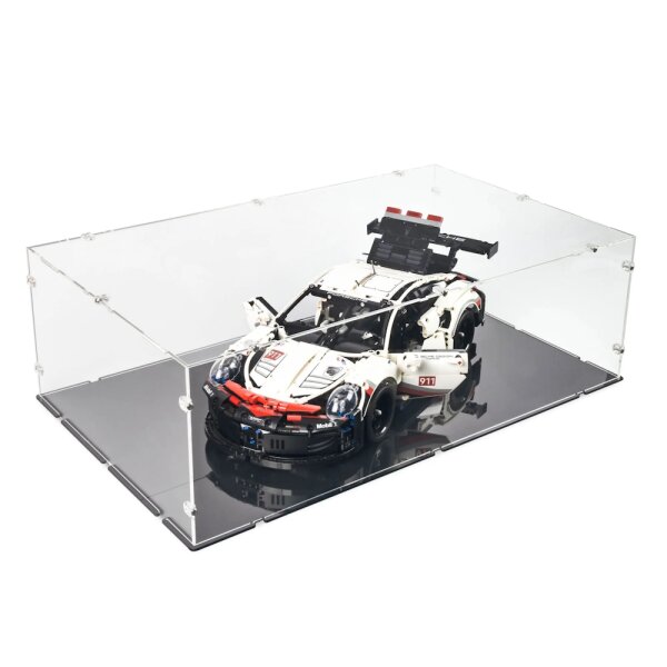 Display acrilico XL per LEGO&reg; 42096 Porsche 911 RSR (con base nera)