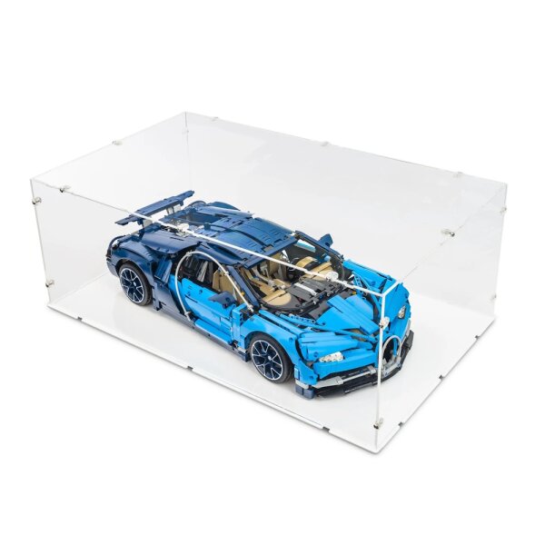 Display acrilico XL per LEGO&reg; 42083 Bugatti Chiron (con fondo bianco)
