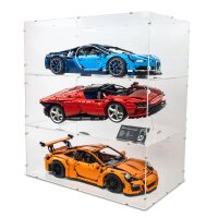 Acrylic display XL for LEGO&reg; 42083 Bugatti Chiron (With clear base, stackable)