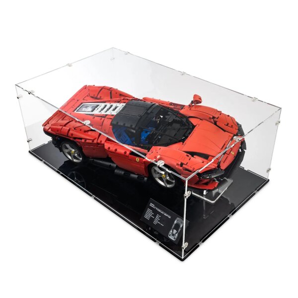 Display e supporto in acrilico XL per LEGO&reg; 42143 Ferrari Daytona SP3 (con base nera)