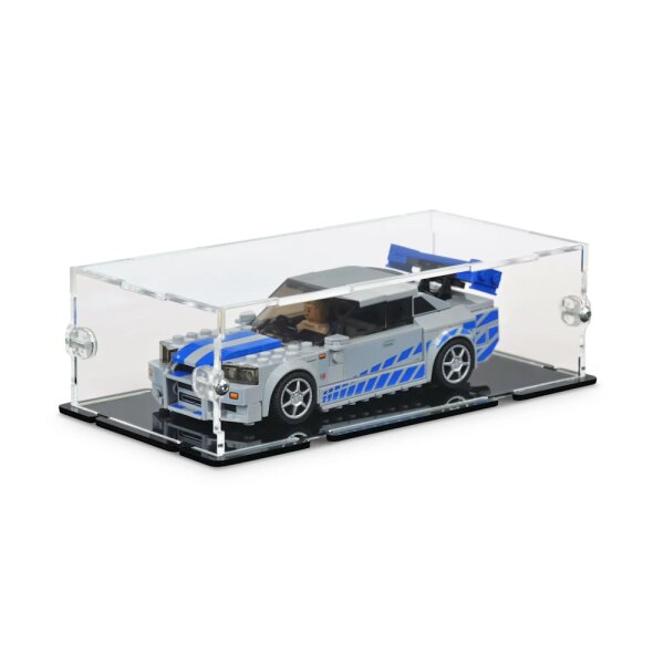 Acryl-Display f&uuml;r LEGO&reg; 76917 2 Fast 2 Furious Nissan Skyline GT-R / R34 (mit schwarzem Boden)