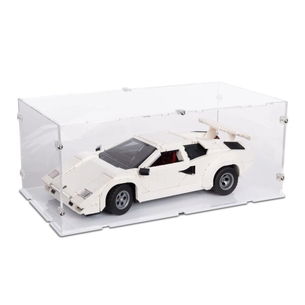 Pr&eacute;sentoir en acrylique pour LEGO&reg; 10337 Lamborghini Countach 5000 Quattrovalvole (avec fond blanc)