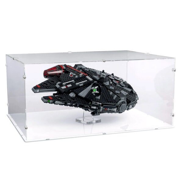 Acryl-Display f&uuml;r LEGO&reg; 75389 Star Wars Dunkler Millenium Falke (Mit St&auml;nder und weissem Boden)