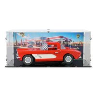 Acrylic display for LEGO&reg; 10321 Chevrolet Corvette (With black bottom & background image)