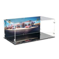 Acrylic display for LEGO&reg; 10321 Chevrolet Corvette (With black bottom & background image)