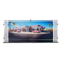 Acrylic display for LEGO&reg; 10321 Chevrolet Corvette (With black bottom & background image)