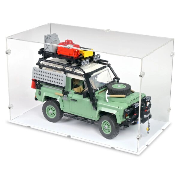 Display in acrilico per LEGO&reg; 10317 Land Rover Classic Defender 90 (con fondo bianco)
