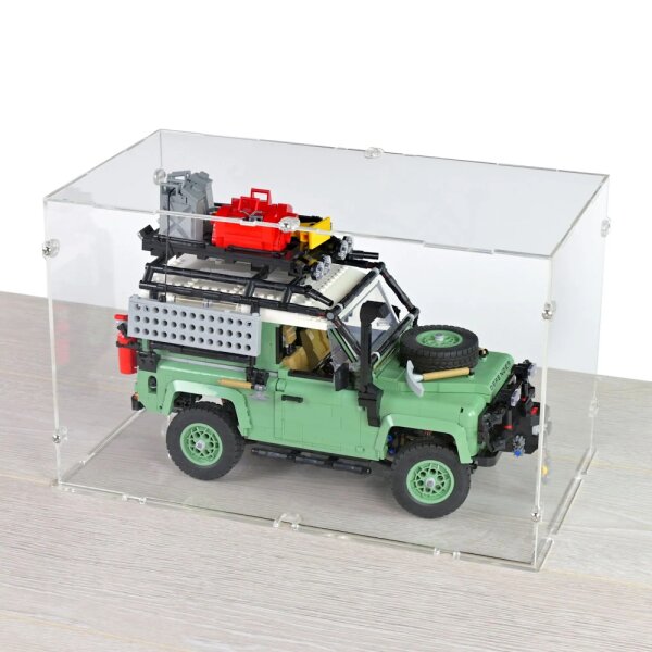 Display in acrilico per LEGO&reg; 10317 Land Rover Classic Defender 90 (con fondo trasparente, impilabile)