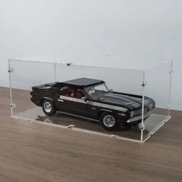 Pr&eacute;sentoir en acrylique pour LEGO&reg; 10304 Chevrolet Camaro Z28 (avec fond transparent)