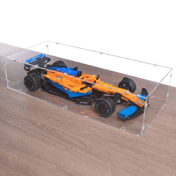 Display in acrilico per LEGO&reg; 42141 McLaren Formula 1 Racing Car (con fondo trasparente, impilabile)