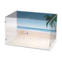 Acrylic display L for LEGO&reg; 10279 Volkswagen T2 Camper (With background image - beach during the day)