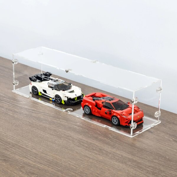 Acrylic display for 2 LEGO&reg; Speed Champions models (with clear base, stackable)