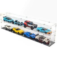 Pr&eacute;sentoir acrylique pour 4 mod&egrave;les LEGO&reg; Speed Champions (avec socle transparent, empilable)