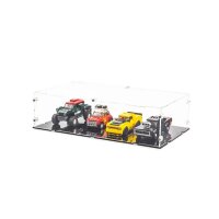 Pr&eacute;sentoir acrylique XL pour 4 mod&egrave;les LEGO&reg; Speed Champions c&ocirc;te &agrave; c&ocirc;te (avec socle noir)