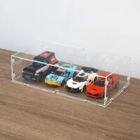 Pr&eacute;sentoir acrylique XL pour 4 mod&egrave;les LEGO&reg; Speed Champions c&ocirc;te &agrave; c&ocirc;te (avec socle transparent, empilables)