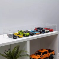Pr&eacute;sentoir acrylique XL pour 8 mod&egrave;les LEGO&reg; Speed Champions c&ocirc;te &agrave; c&ocirc;te (avec socle noir)
